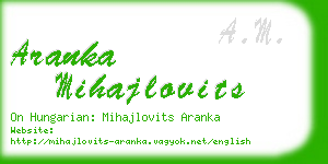 aranka mihajlovits business card